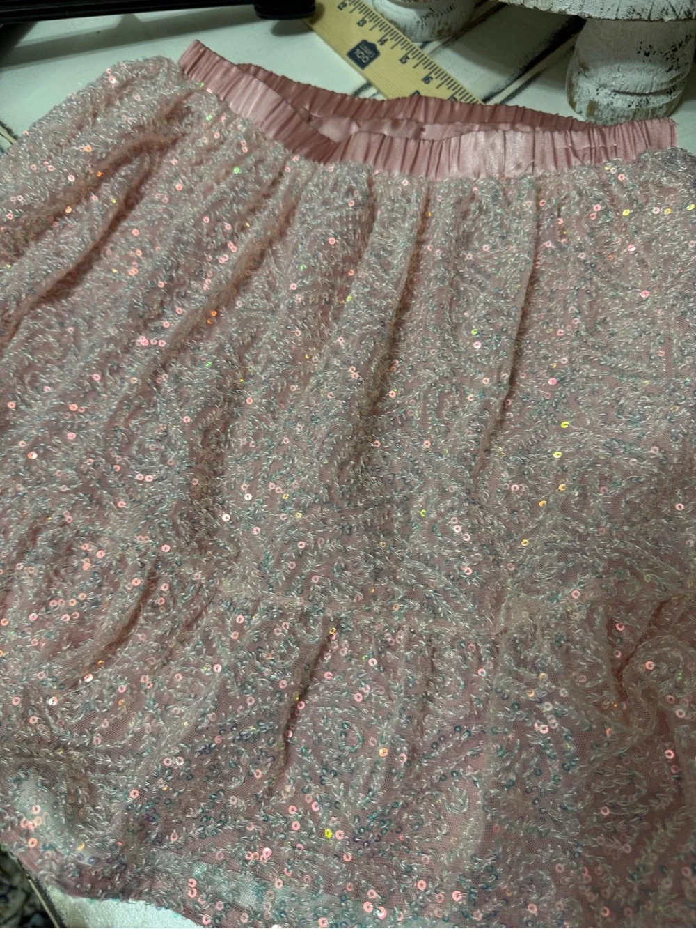 The Children's Place Pink Sequin Tiered Skater Skirt